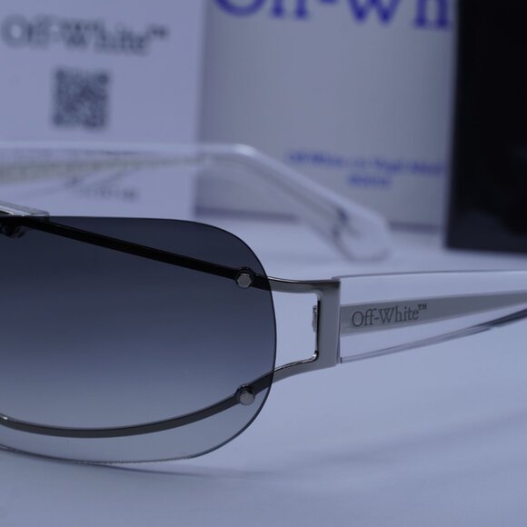 Off-White OERI103 BIG WHARF 7207 Shield Sunglasses – Silver/Grey main image 8